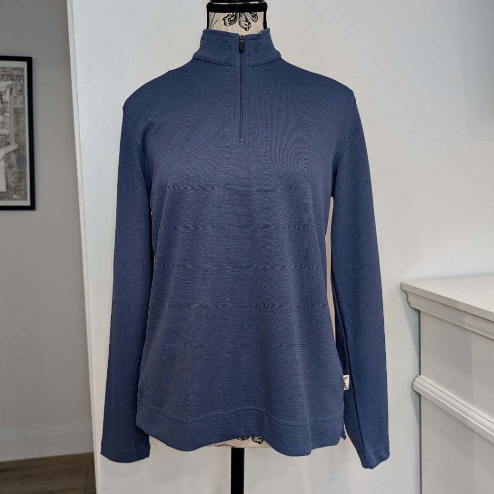 IL MIGLIORE | Women's Deep Blue Quarter-Zip Pullover Long Sleeved Shirt
